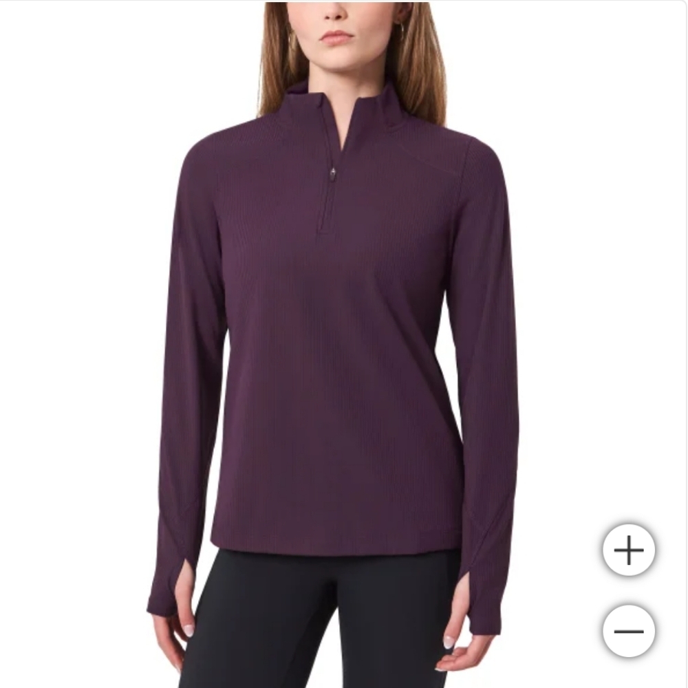 NWT Mondetta Women's Ribbed‎ Half-Zip Pullover Purple